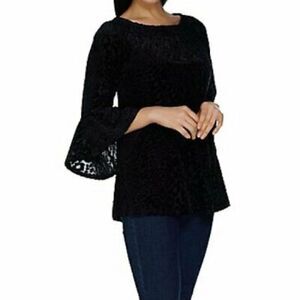 Belle Kim Gravel Anima Print Velvet Peasant Blouse